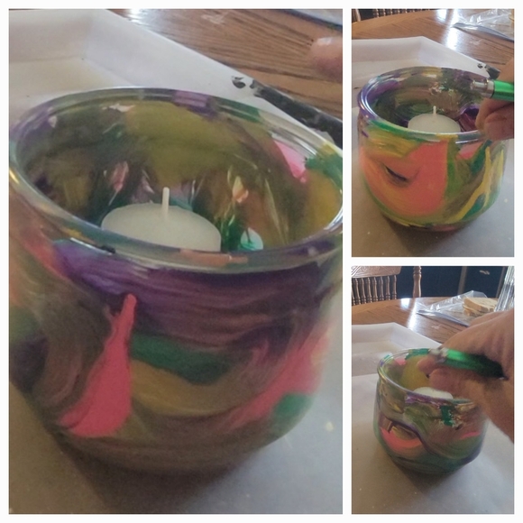 Hand painted glass bowl - Picture 1 of 1